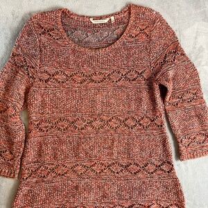 Soft Surroundings Crocheted Open Weave Boho Layering Casual Chic Sweater L